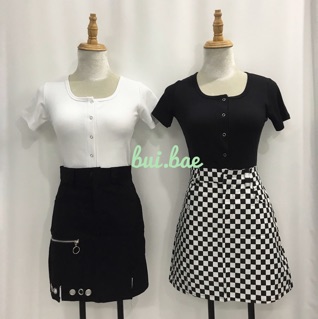 Áo crop top nút bấm hình thật (kèm video 👚💘)