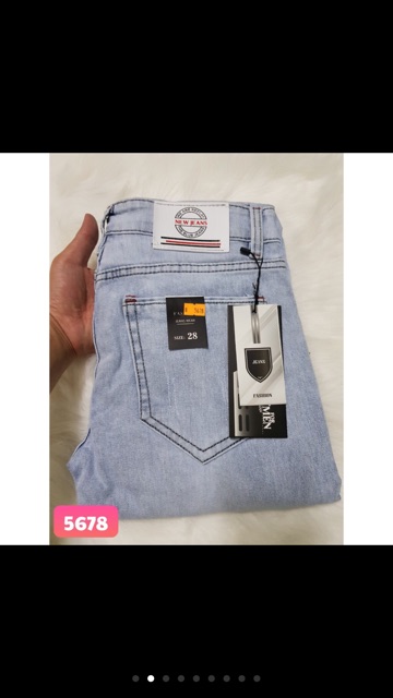 Quần Jean Nam Không Rách Ống Côn XANH TRƠN BẠC CÁ TÍNH MS5678