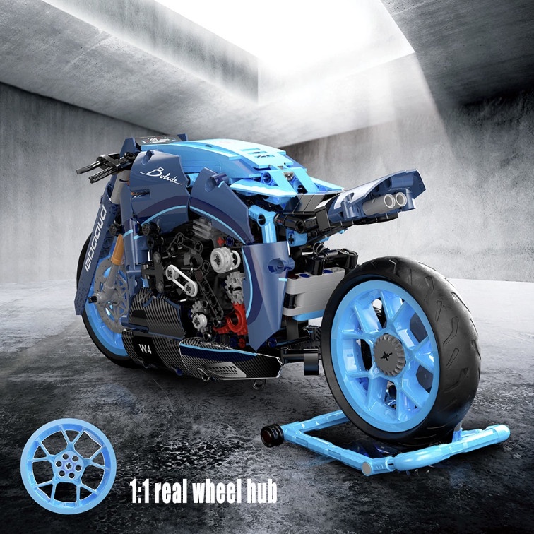 (Có Sẵn ) đồ chơi Lắp ráp Technic 10217 Blue Bugattied Motorcycle Xe máy Bugatti màu xanh bản mới nhất