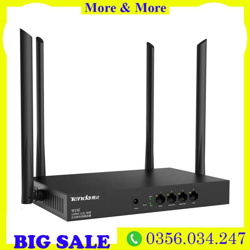 ⭐Bộ phát WIFI Tenda w15e ac1200Mps mạng doanh nghiệp 50 user ⭐vùng phủ sóng 300m2 4 ăn ten phát sóng cực mạnh⭐Freeship b