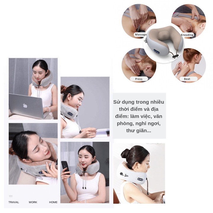 Gối massage cổ vai gáy U shaped Pilow BH 3 tháng 1 đổi 1