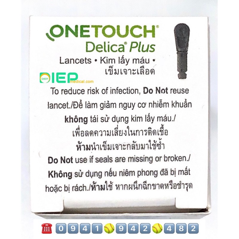 ✅ ONETOUCH DELICA PLUS LANCETS 25 KIM - Kim lấy máy dùng cho bút thử đường huyết máy One Touch Ultra Plus Flex