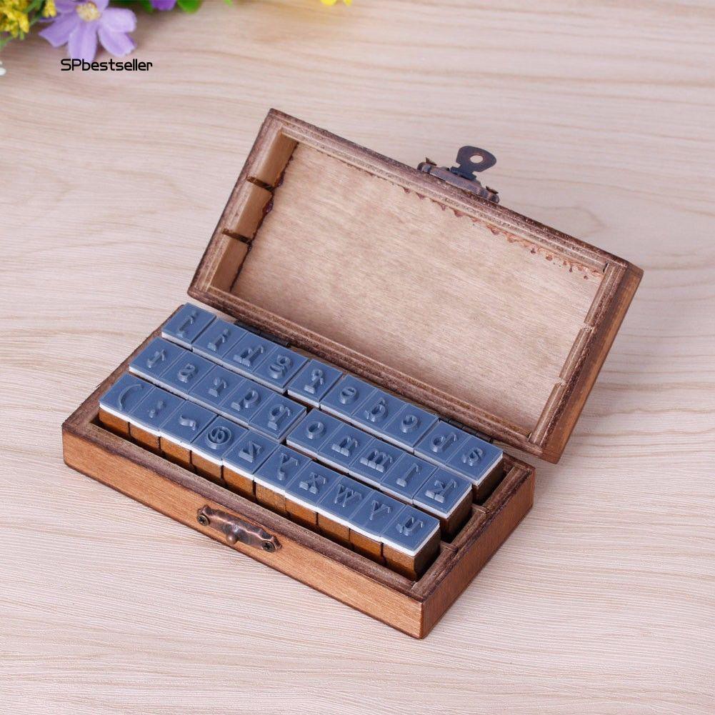 Bộ 30 con dấu gỗ khắc chữ cái kiểu dáng cổ điển