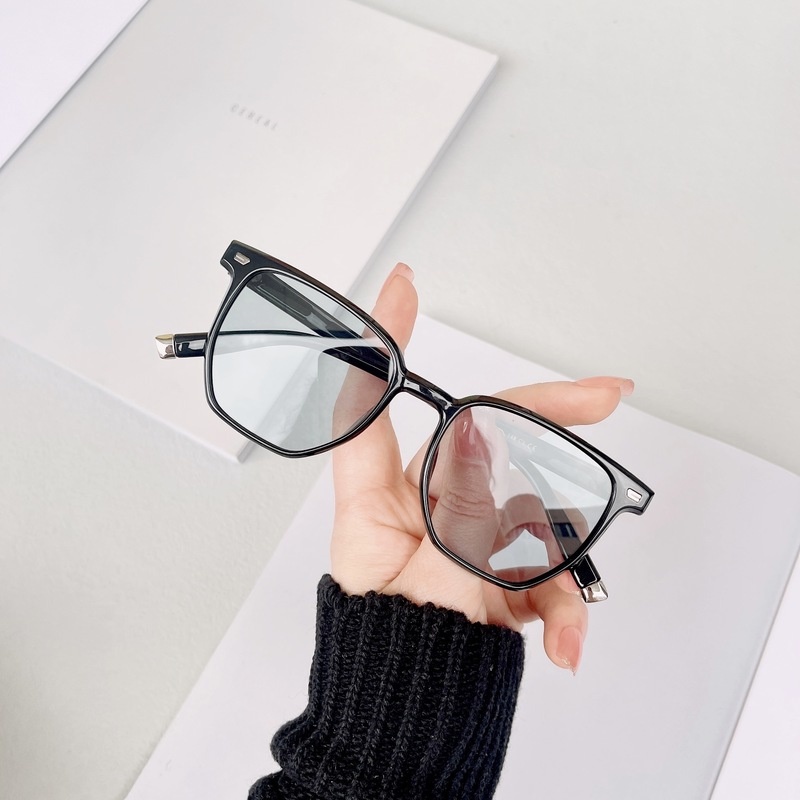 (HENGHA) Kính Mát Hình Vuông Màu Đen Đa Giác Thời Trang Cổ Điển Che Nắng