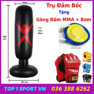 Trụ Bao Đấm Bốc Võ thuật - Bao Trụ Hơi Đấm Bốc Tự Cân Bằng Thế Hệ Mới Pro-X tặng găng mma + bơm + keo +miếng vá dự phòng