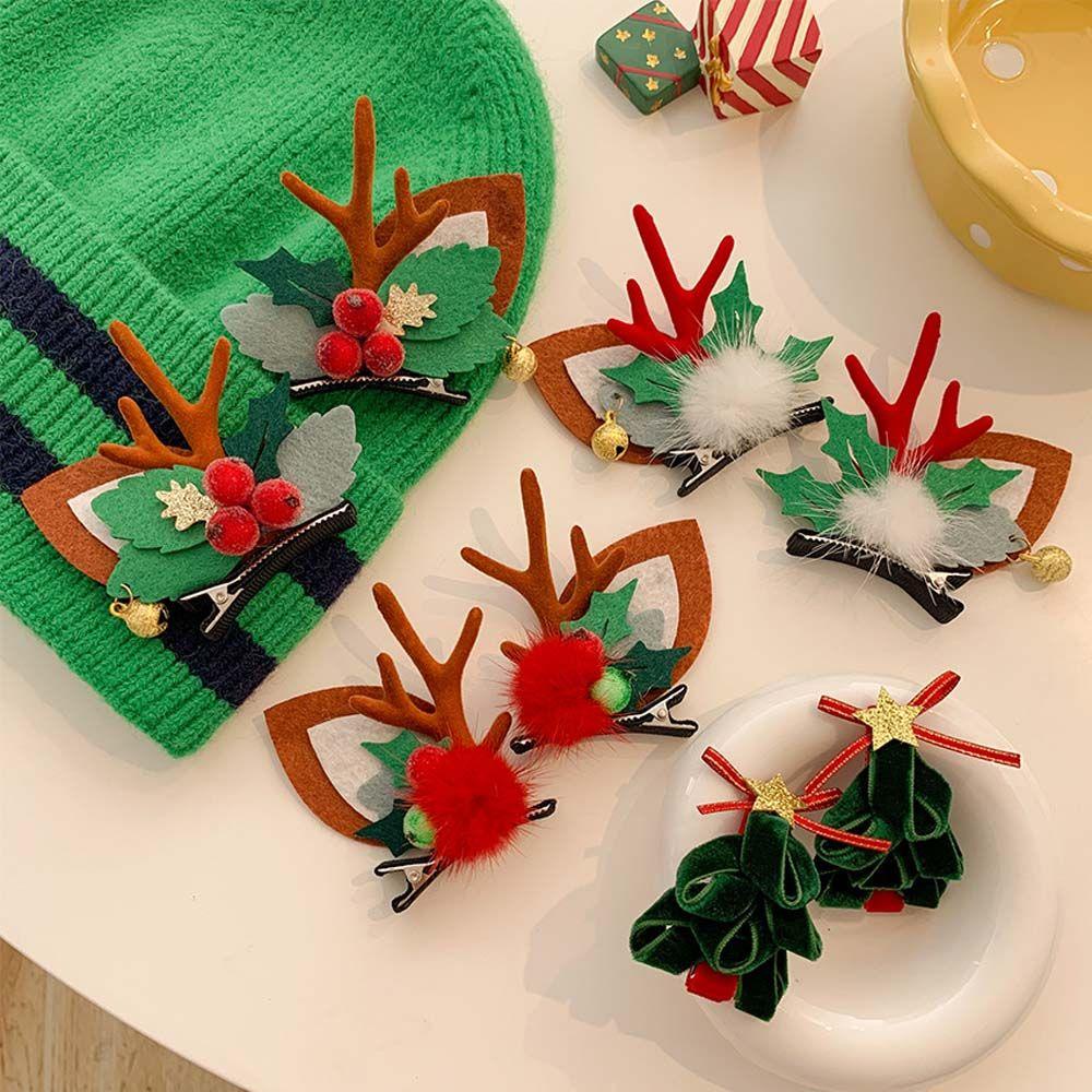 IVORY Phụ Kiện Kẹp Tóc Đính Nơ Phong Cách Giáng Sinh Đáng Yêu Dành Cho Bé Gái