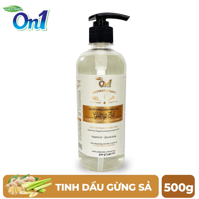 Nước rửa chén On1 tinh dầu hương gừng sả dung tích 500g sạch bóng vết dầu mỡ - Bảo vệ da tay N5502