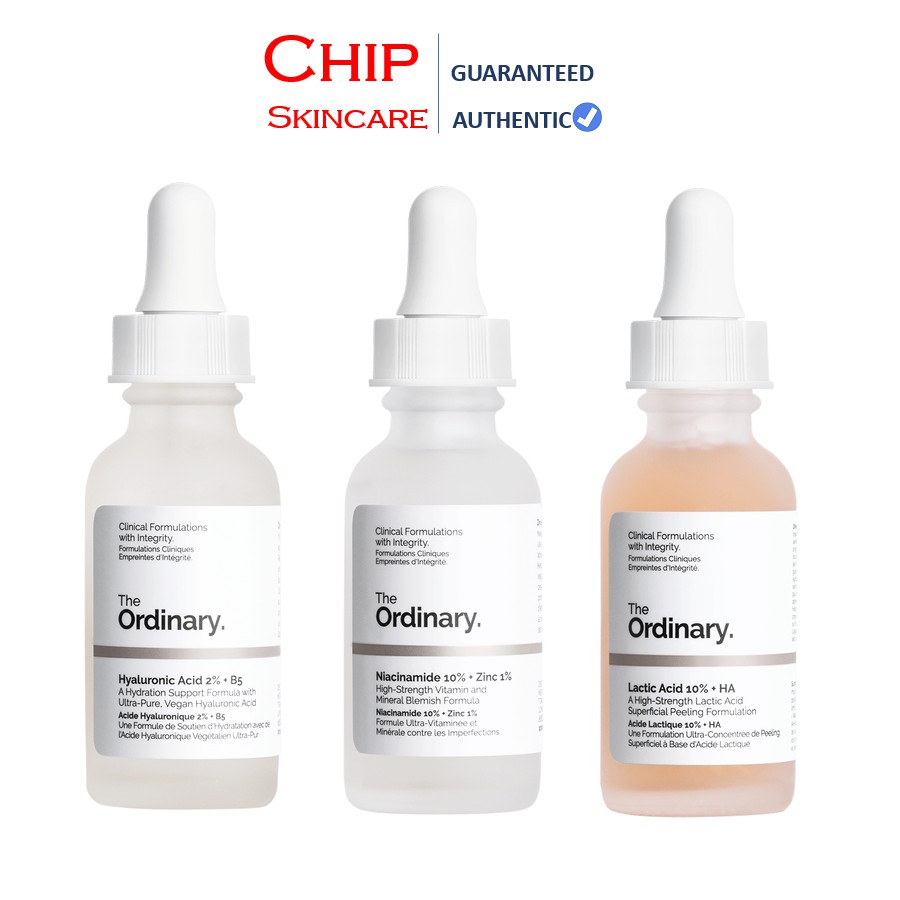 [Bill Hãng] Tinh chất Niacinamide 10% + Zinc 1% - The Ordinary, Cấp ẩm hồi phục Hyaluronic Acid 2% + B5, Lactic Acid HA