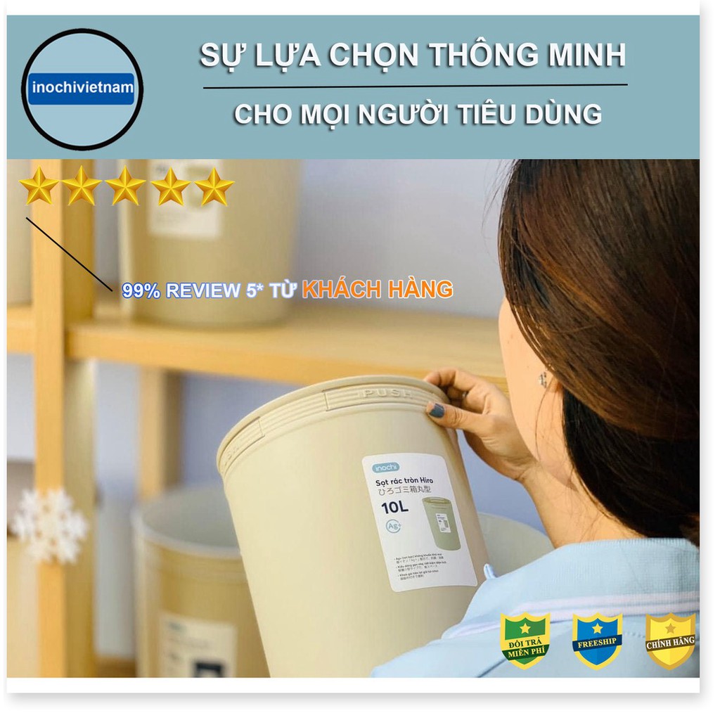 [Tặng Quà]Thùng rác Mini -thông minh Nhựa Tròn Inochi 5 10 15 Lít Làm Sọt Rác Văn Phòng, Khách Sạn SR10L