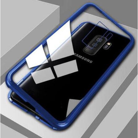 Ốp điện thoại mặt kính cường lực khung kim loại từ tính dành cho Samsung s7 edge s8 s9 s10 plus note8 9 10 pro