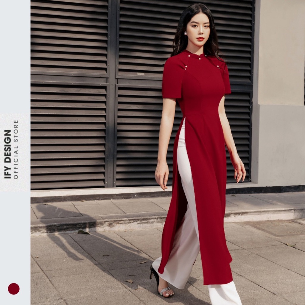 Áo dài , Áo dài cách tân mẫu trơn mặc các dịp lễ hội - Mã A17