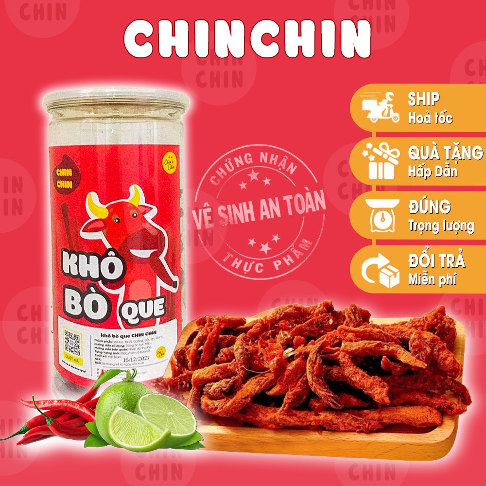 Đồ ăn vặt khô bò que giòn hồng ngự, bò khô xé sợi cay ngon 300g ChinChin | BigBuy360 - bigbuy360.vn