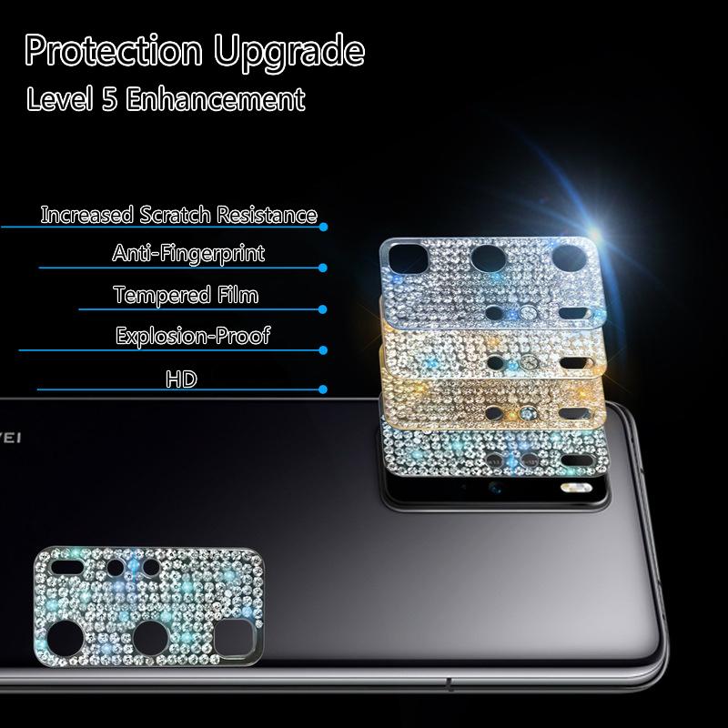 Applicable Huawei P40 Pro Metal Water Drill Cool Glans Protection Stickers Glory 30S Fashion Diamond Lens Film