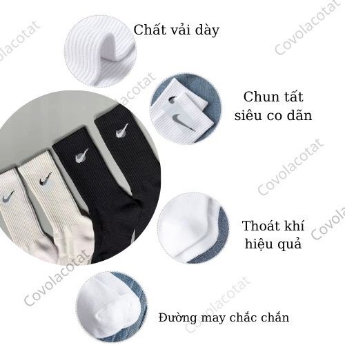 Tất nam nữ cổ cao cổ trung cổ thấp thể thao thời trang cao cấp màu trắng, màu đen TAT23