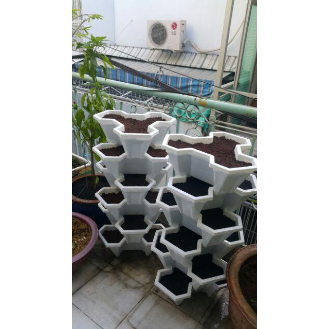 Combo  6 chậu xếp tầng, 6  tầng trồng rau, trồng hoa (tháp trồng cây) hàng việt nam
