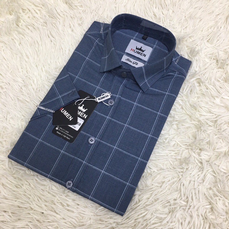 Sơ Mi Ngắn Tay Kẻ Humen-Chống Nhăn,Chống Xù,Chất Mềm Mát-100% Ảnh Thật | BigBuy360 - bigbuy360.vn