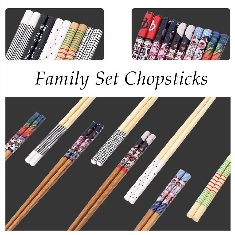 Bộ 5 Đôi Đũa Chống Trượt In Họa Tiết Thời Trang Cho Gia Đình