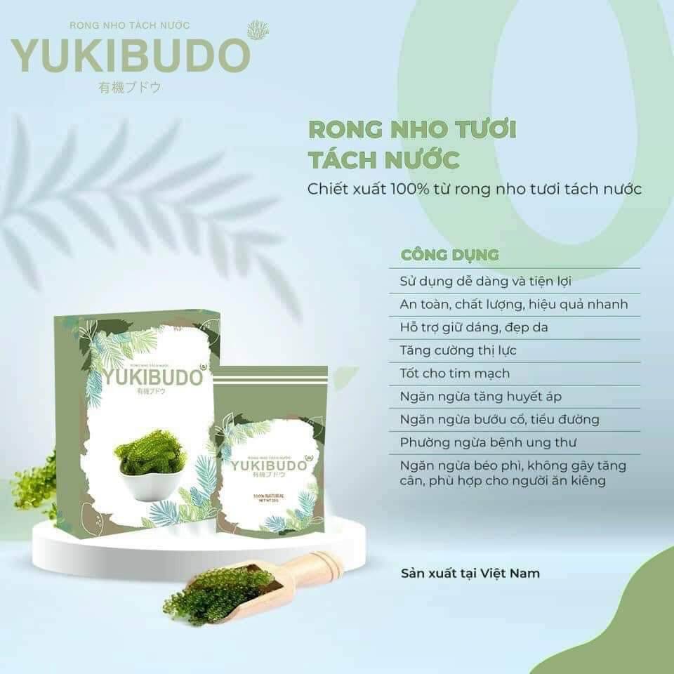 Rong nho tách nước YUKIBUDO Hộp 6 Gói 150gr + tặng kèm 2 gói sốt mè rang - Ăn Vặt HotBoy Trà Sữa