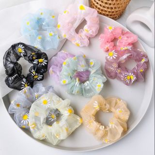 Dây buộc tóc hoa cúc đeo tay 2020 scrunchie