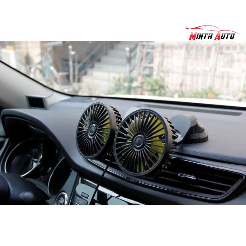 [ Hàng mới về ] quạt đôi mini 12v cắm tẩu usb trên ô tô - quạt siêu mát cực thơm Minh Thu Auto | BigBuy360 - bigbuy360.vn