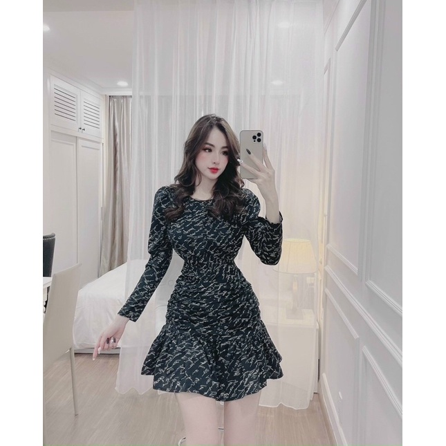 Đầm đuôi cá nhún thân voan lụa