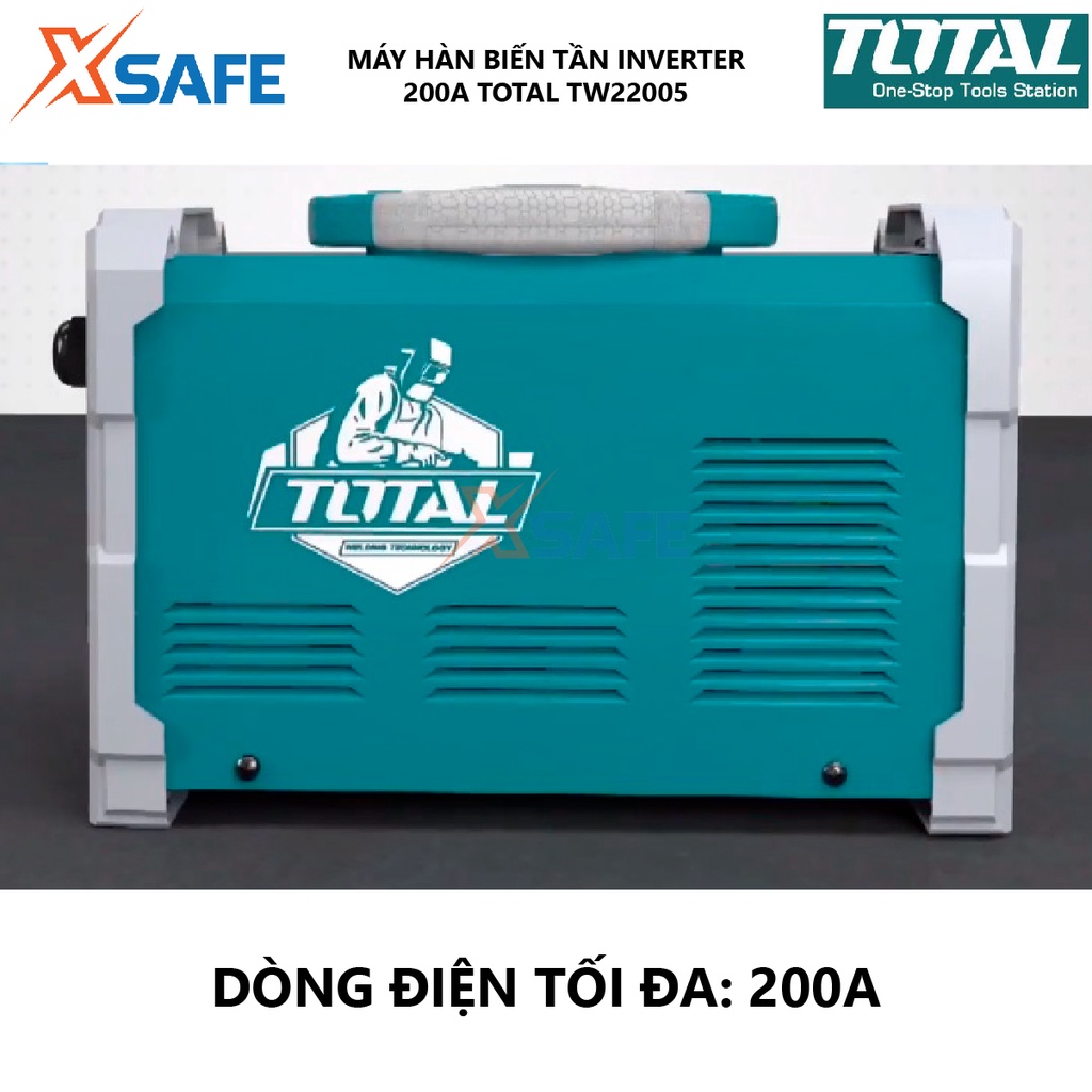 Máy hàn điện tử TOTAL TW220052 Máy hàn điện tử Inverter MMA Điện thế 220-240V Điện áp 10-200A Điện thế không tải 70V