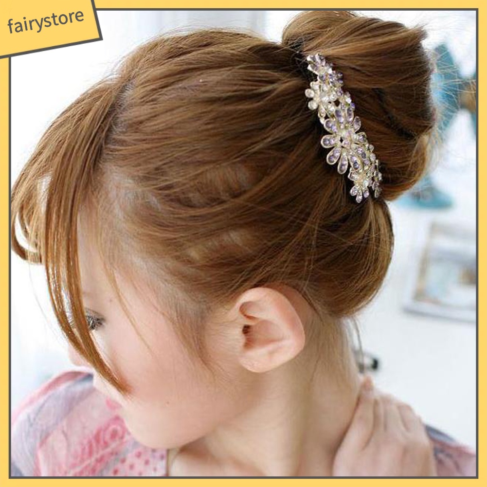 Kẹp tóc hình hoa đính đá kiểu dáng thời trang cho nữ