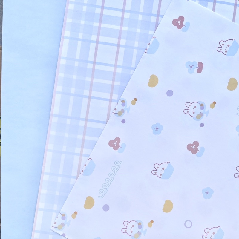 Giấy Bao Quà, Giấy Bao Tập Hoạ Tiết Xinh Xắn, Màu Pastel Hãng PosyPosy