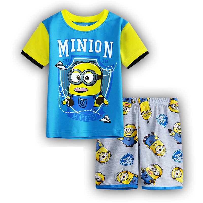 Bộ áo thun in hình Minion + quần ngắn cho bé trai 2-7 tuổi