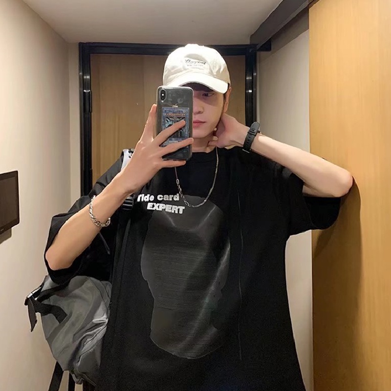 Áo Thun Tay Ngắn Dáng Rộng In Chữ Thời Trang Mùa Hè Phong Cách Hàn Quốc Cho Nam Giới Size M-5XL