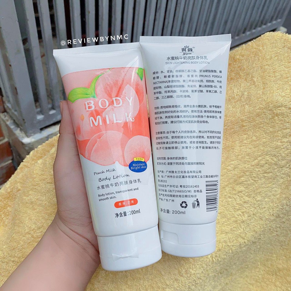 [ Hot Tiktok ] Kem Sữa Dưỡng Thể Trắng Da, Chống Nắng Toàn Thân Trái Đào Pure Milk Body Lotion Hương Nước Hoa- Y131