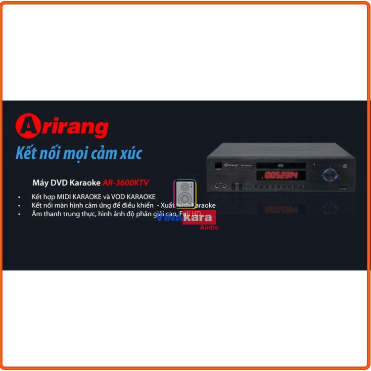 Đầu Karaoke Arirang AR-3600 KTV (Đen) - kèm 2 Mic Chính hãng