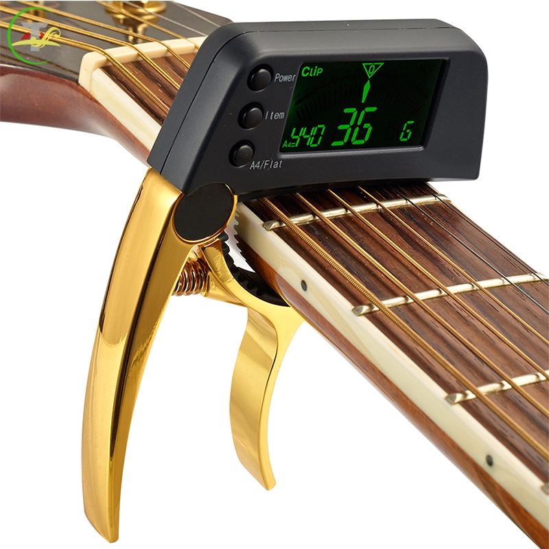 TG Guitar Capo Tuner Zinc Alloy 2 in 1 with LCD Clamping for Acoustic Folk Electric Guitar  @vn