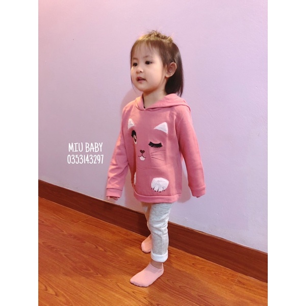 Áo nỉ hồng hoodie bé gái xuat du