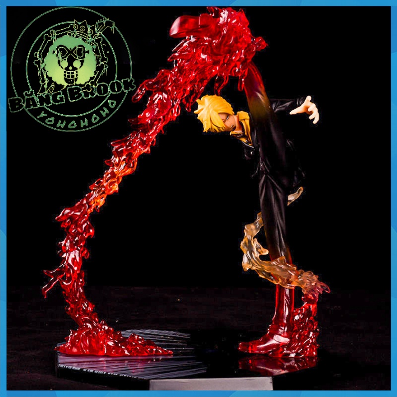 Mô Hình One Piece Đầu Bếp Vinsmoke Sanji - Mô Hình Sanji Chân Lửa Màu Đen Đế Có Chữ Cao 16cm Siêu Ngầu