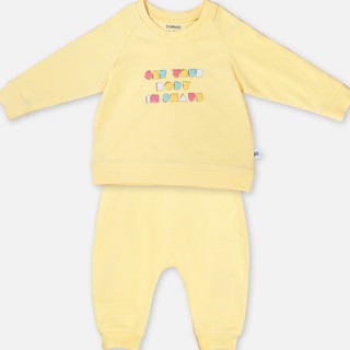 Bộ quần áo dài raglan Colorblock vàng