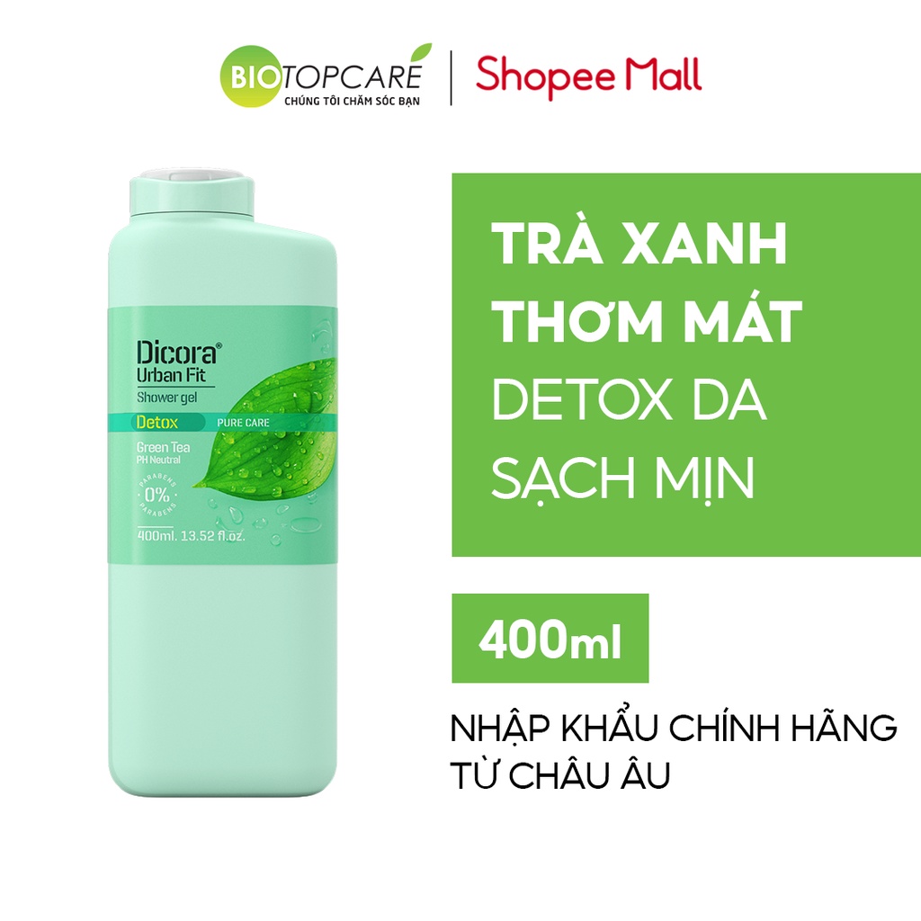 Sữa tắm Detox Dicora Urban Fit Pure Care Green Tea Trà Xanh 400ml - BioTopcare Official