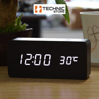 Đồng hồ gỗ LED để bàn