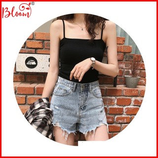 Áo hai dây bản to croptop nữ basic đẹp YUKIBLOOM