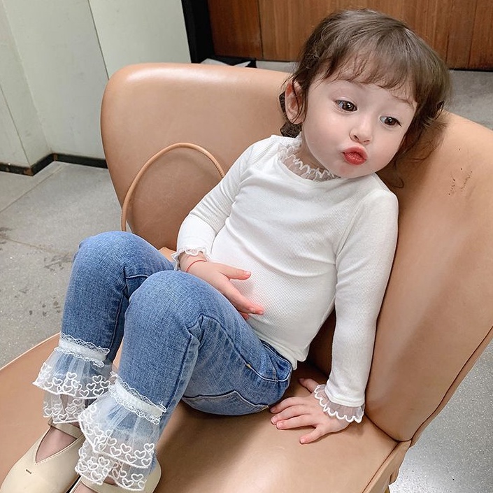 Áo tay dài có cổ búp bê xinh xắn đáng yêu cho bé gái