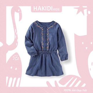 1 Đầm denim thêu hoa tay dài bé gái Osh.kosh Vn xuất xịn size 5T - 12T