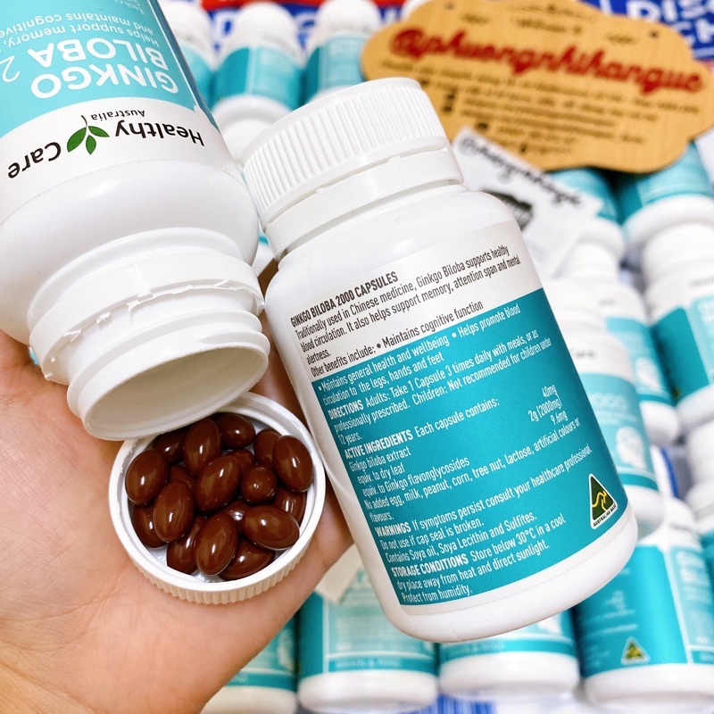 DATE 2026- HÀNG CHUẨN AIR MUA TẠI ÚC -  VIÊN UỐNG BỔ NÃO HEALTHY CARE GINKGO BILOBA 100 VIÊN