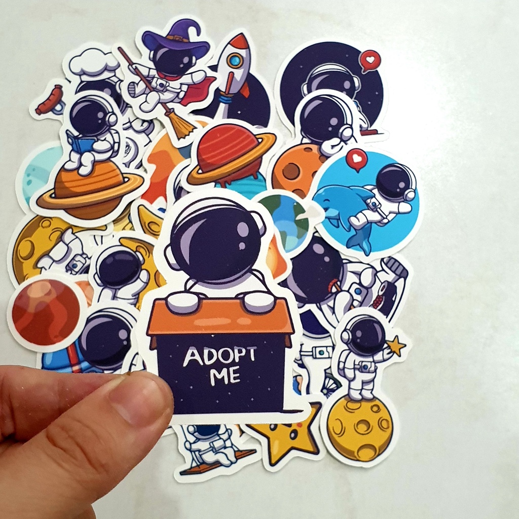 30 Hình dán Sticker phi hành gia cute đáng yêu dễ thương  trang trí Macbook, Vali, Mũ bảo hiểm, Điện thoại, Laptop