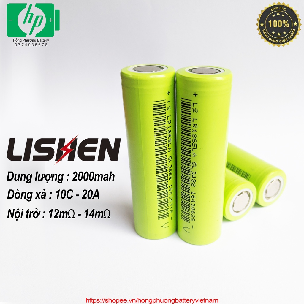 Cell pin Lishen 18650 2000mah 20A 10C Chính hãng Mới 100% [ HP Battery ]