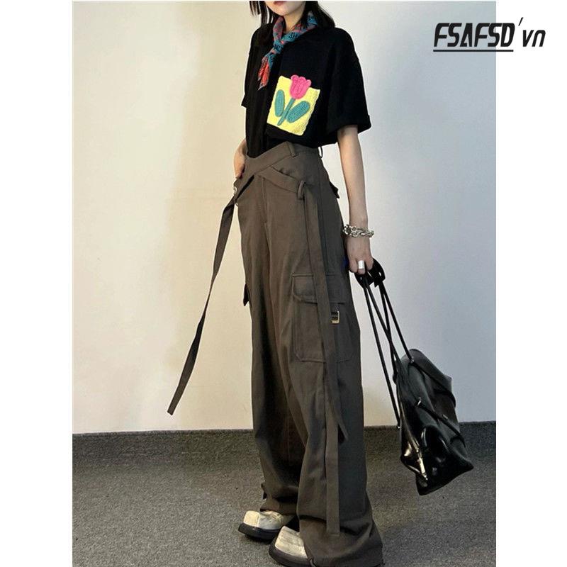 Quần Yếm Dài Ống Rộng Phong Cách Retro Thời Trang Cho Nữ