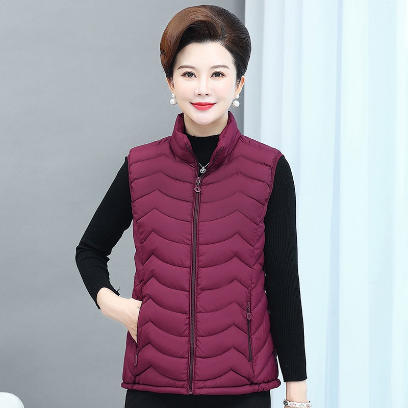 Phụ nữ trung niên và cao tuổi mùa thu đông phong cách mới của xuống áo khoác cotton vest mẹ mặc ghi lê