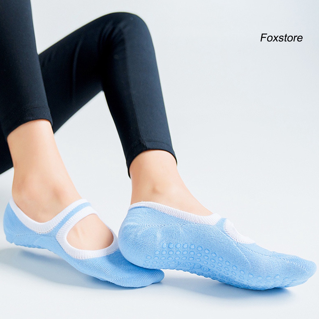 1 Cặp Vớ Cotton Chống Trượt Chống Ma Sát Thoáng Khí Dành Cho Nữ Tập Yoga fs-47