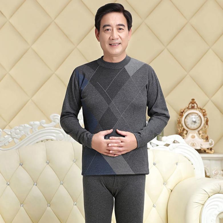 Đồ lót nam giữ nhiệt cho người cha trung niên và người lớn tuổi cùng với bộ quần áo dày bằng nhung -nu8