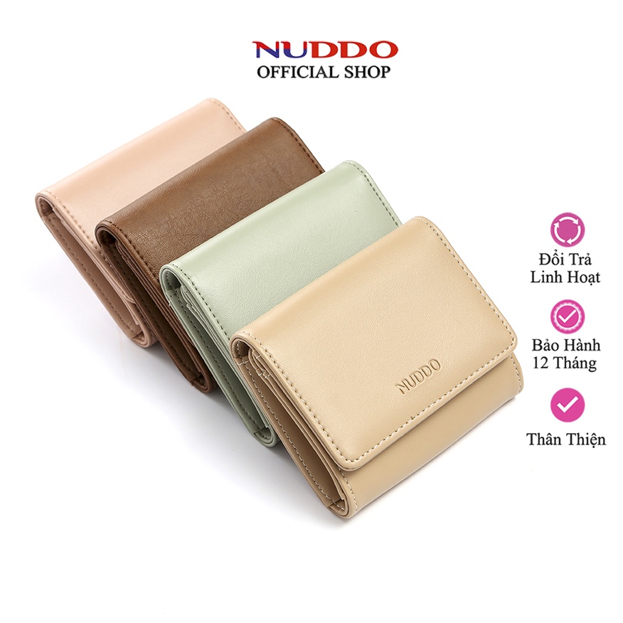 Ví nữ mini cầm tay cao cấp NUDDO đựng tiền, thẻ nhiều ngăn tiện dụng thiết kế dáng ngắn đẹp thời trang NUV001