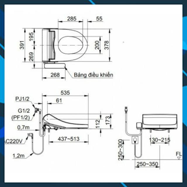 Nắp rửa Bồn Cầu Điện Tử INAX CW-H18VN Shower Toilet